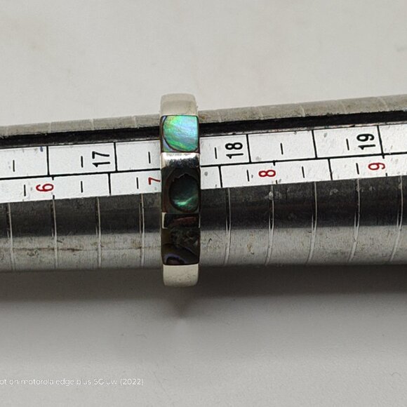 Vintage silver and abalone tile ring SZ 7 - Picture 7 of 9